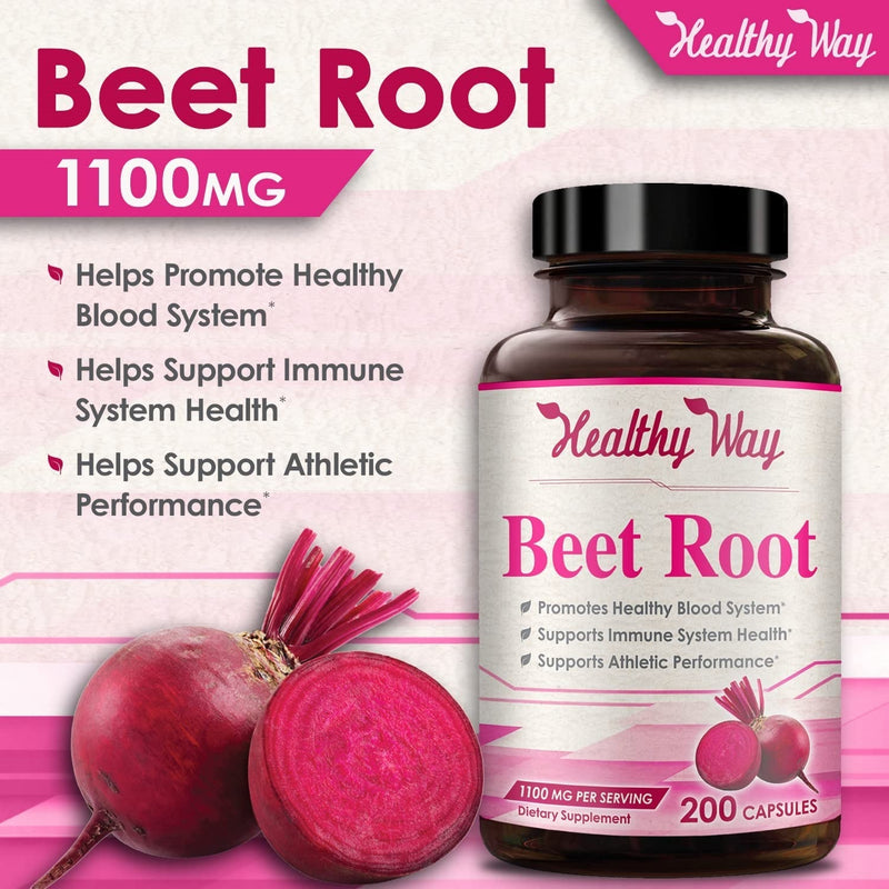 Beet Root Powder - 1100 mg - 200 Capsules