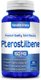 Front of NasaBe'Ahava Pterostilbene 150mg dietary supplement bottle.