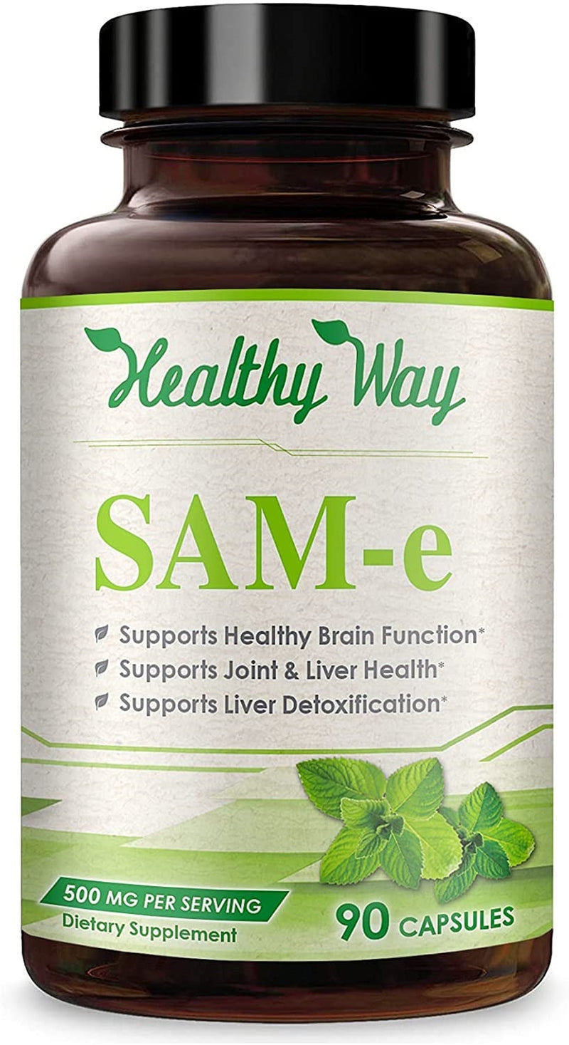 Front of Healthy Way SAM-e dietary supplement bottle.