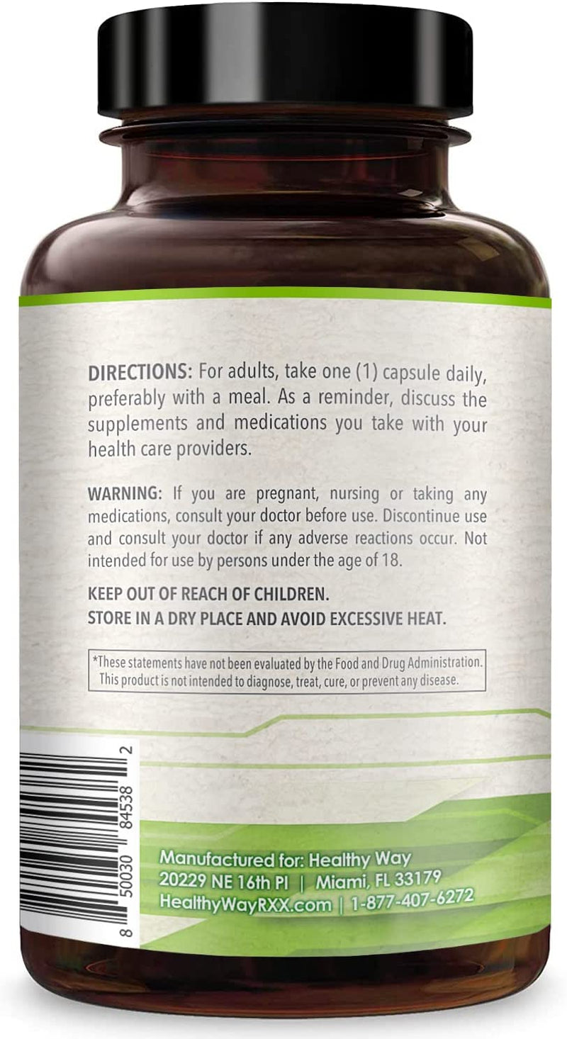 SAM-e directions, manufacturer and warning label on back of bottle.