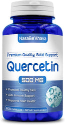 Front of NasaBe'Ahava Quercetin 500mg dietary supplement bottle.