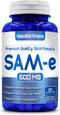 Front of NasaBe'Ahava SAM-e 500mg dietary supplement bottle.