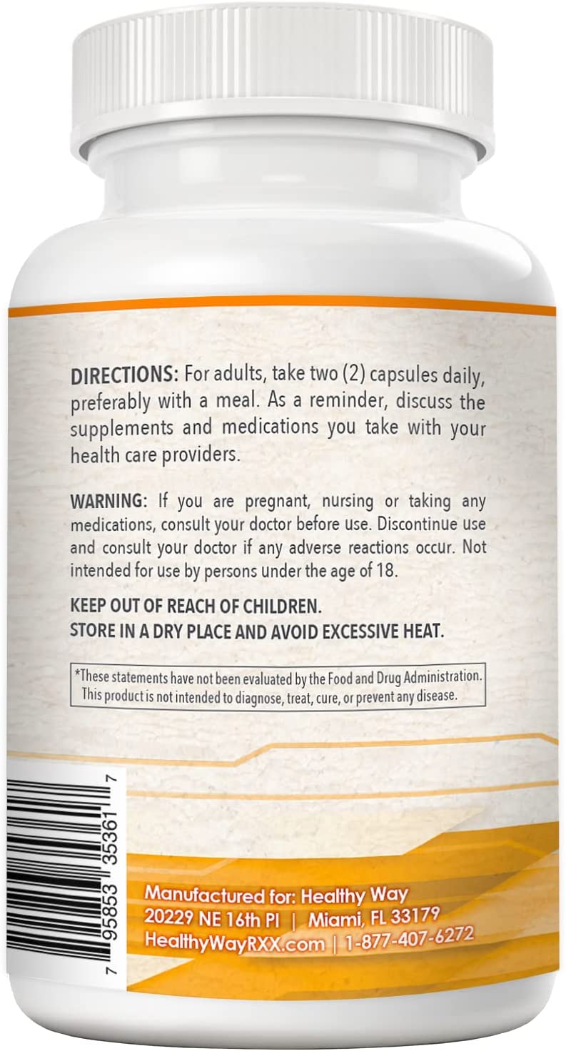 Liposomal Vitamin C directions and warning label on back of bottle.
