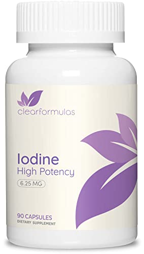 ClearFormulas Iodine 6.25 mg, Iodine and Iodide Supplement to Support Thyroid Health and Hormone Balance, 90 Capsules (90 Servings)