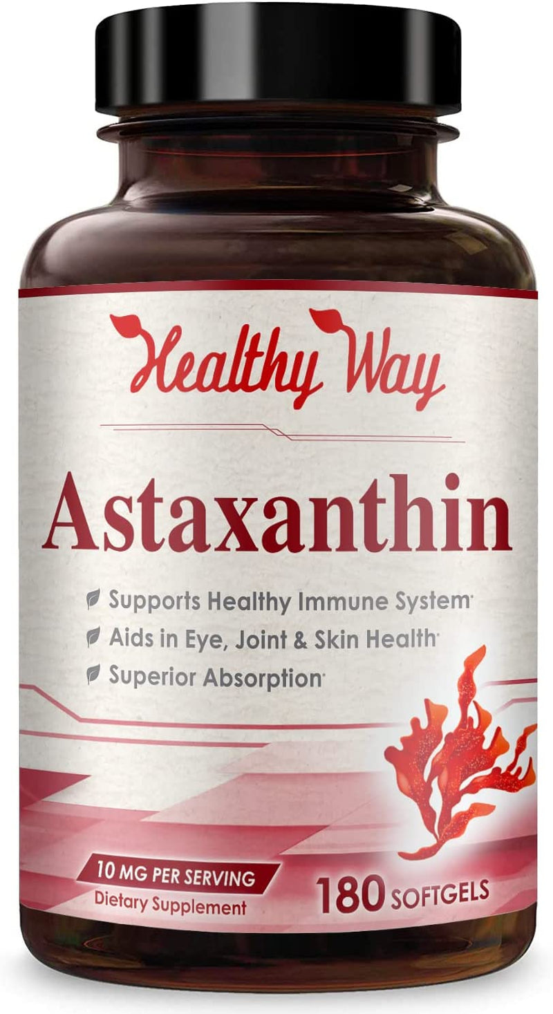 Front of Healthy Way's Astaxanthin 10mg-180 capsules bottle