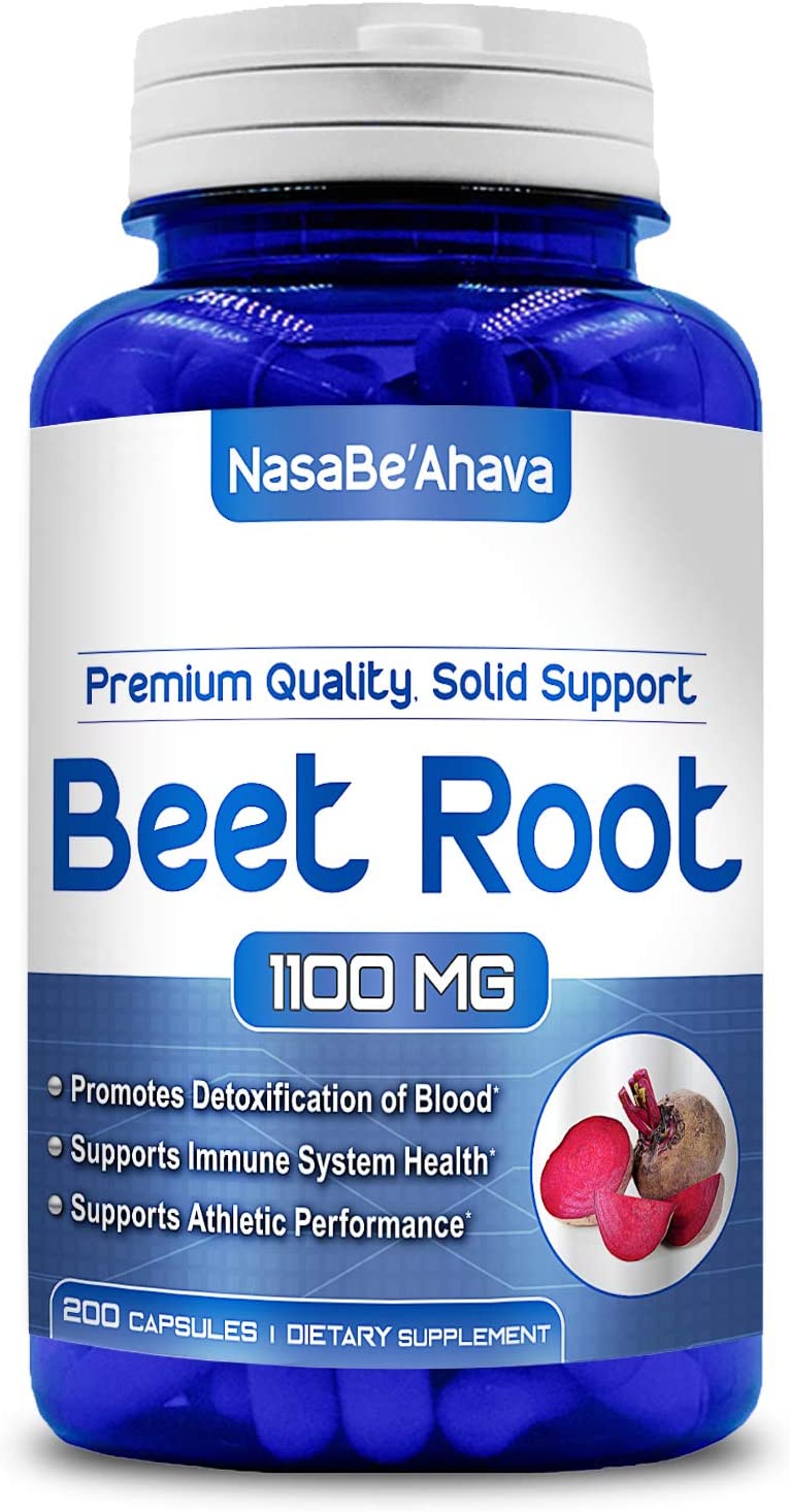 Front of NasaBe'Ahava Beet Root 1100 mg bottle. 