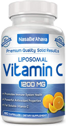 Front of NasaBe'Ahava Liposomal Vitamin C 1200mg dietary supplement bottle.