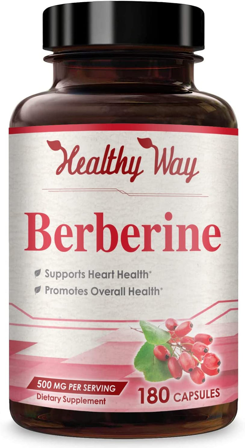 Front of Healthy Way Berberine dietary supplement bottle.